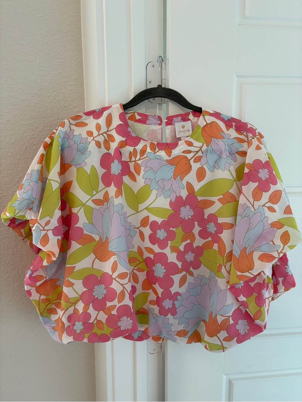 j.marie Floral Pink & Lavender Dress with Gold Logo